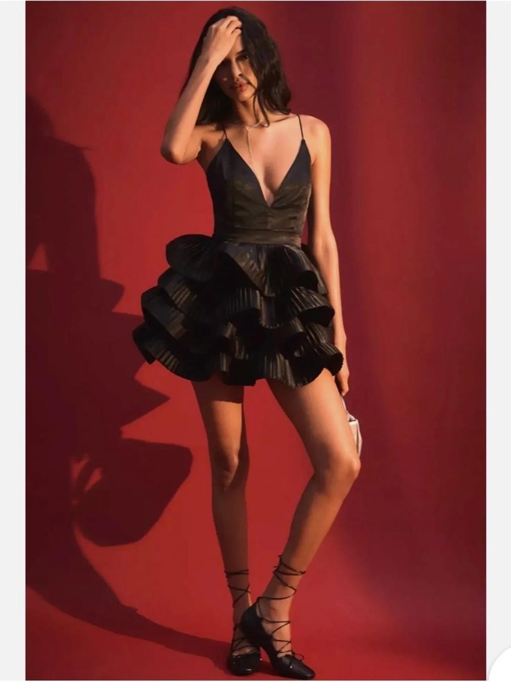 Anthropologie Maeve Sleeveless V-neck Tiered Halter Mini Dress XS FLAWED - Picture 1 of 16